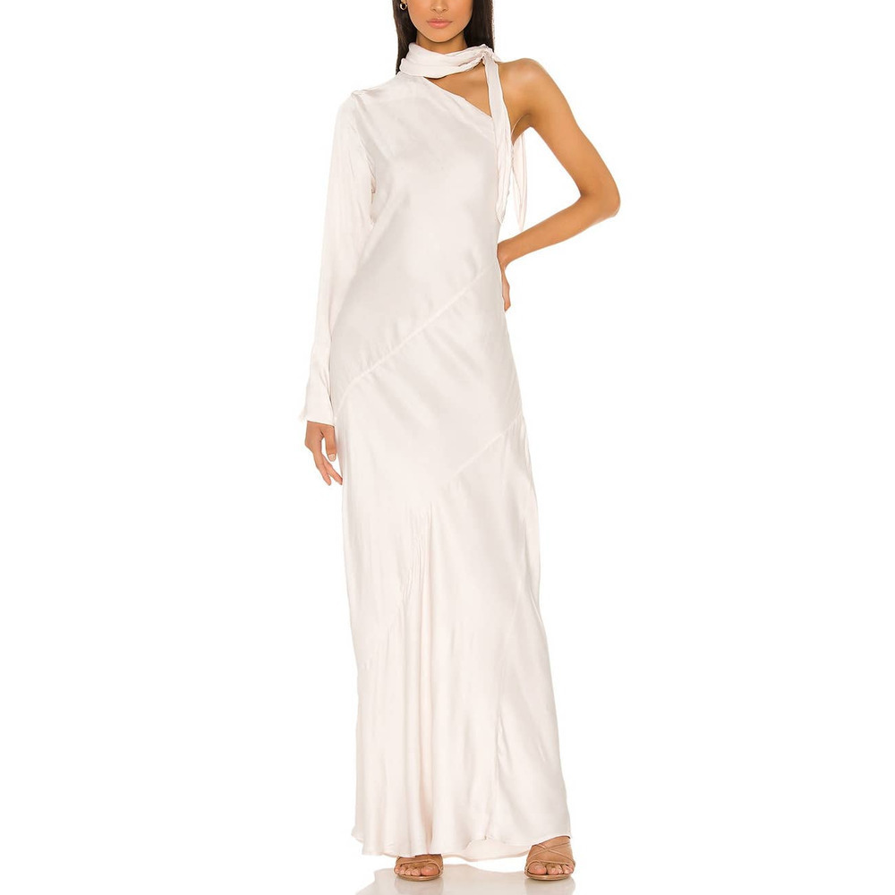 NWT Young Fabulous & Broke Febe Cream One Shoulder Bias Maxi Dress, Size M 🗣